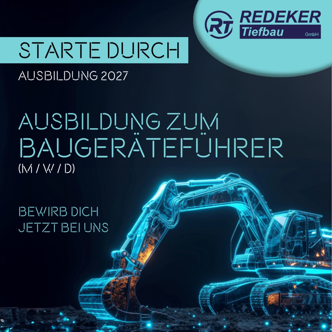 Starte durch – Ausbildung 2027 zum Baugeräteführer (m/w/d) bei der Redeker Tiefbau GmbH